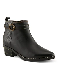 L`Artiste Women's Leather Ankle Boot, With Zipper Closure, Cushioned Insole, Faux Fur Lining