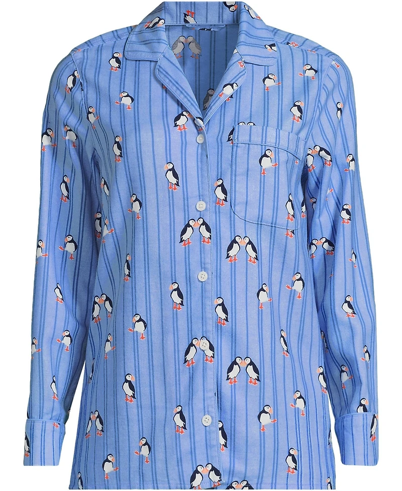 Lands' End Women's Long Sleeve Print Flannel Pajama Top