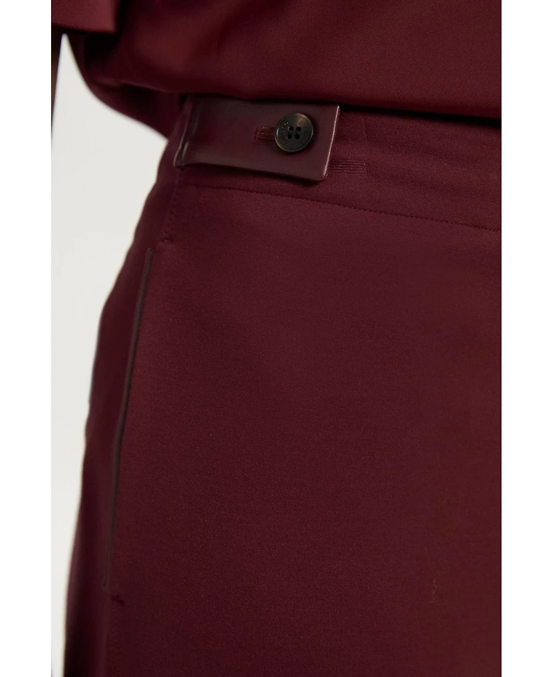 Karen Millen Women's Ponte Pu Wide Leg Pants.