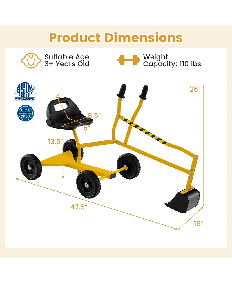 Hongge Sandbox Sand Digger Toy with Dual Handles and Flexible Shovel for Kids