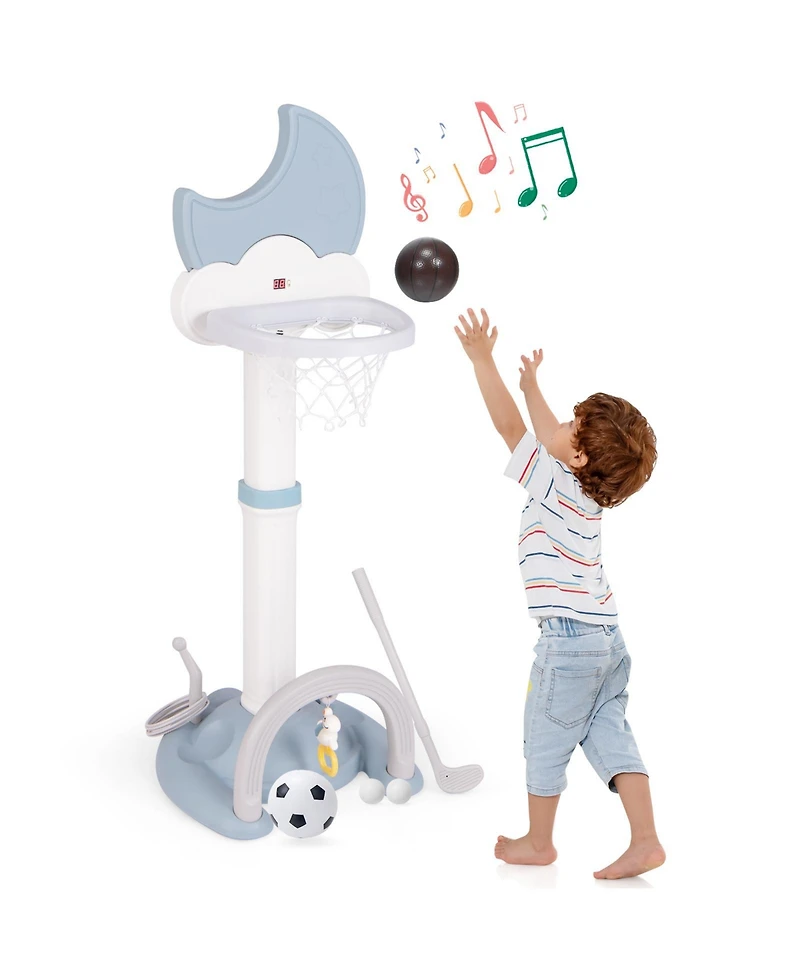 Hongge Kids Wooden Play Kitchen Set With Sink Stove And 18 Accessories