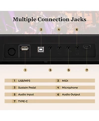 Hongge 88 Key Foldable Digital Piano Keyboard With Semi Weighted Keys And Carrying Bag