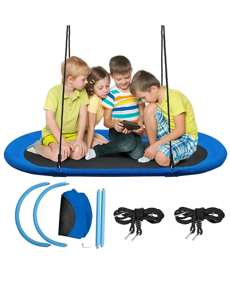 Skonyon 60 Inch Saucer Surf Outdoor Adjustable Swing Set-Blue+Black