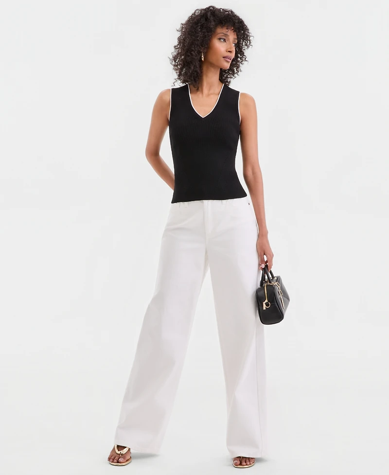 I.n.c. International Concepts Women's Sleeveless Rib V-Neck Sweater, Created for Macy's