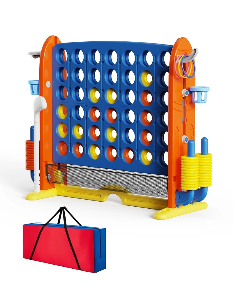 Sugift Giant 4-in-a Row Game Set for Kids and Adults with Basketball Hoop