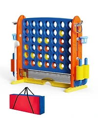 Sugift Giant 4-in-a Row Game Set for Kids and Adults with Basketball Hoop