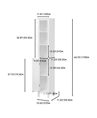 Freestanding Bathroom Storage Cabinet with Adjustable Shelves Slim Single Door Cabinet with Anti Tip and Open Compartments