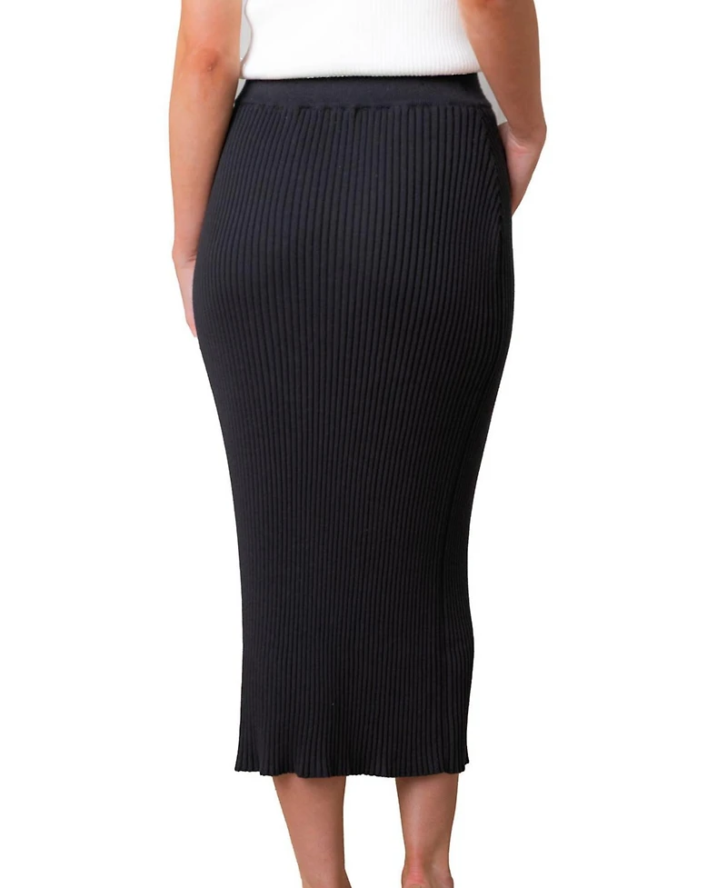 Hope & Henry Women's Organic Rib Knit Sweater Midi Skirt