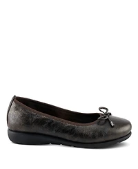 Spring Step Women's Chesser Ballet Flats With Metallic Finish, Feminine Bow, and Removable Insole