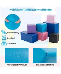 Costway 7 Pcs Foam Building Blocks Colorful Climbing Foam Soft Cubes for Kids