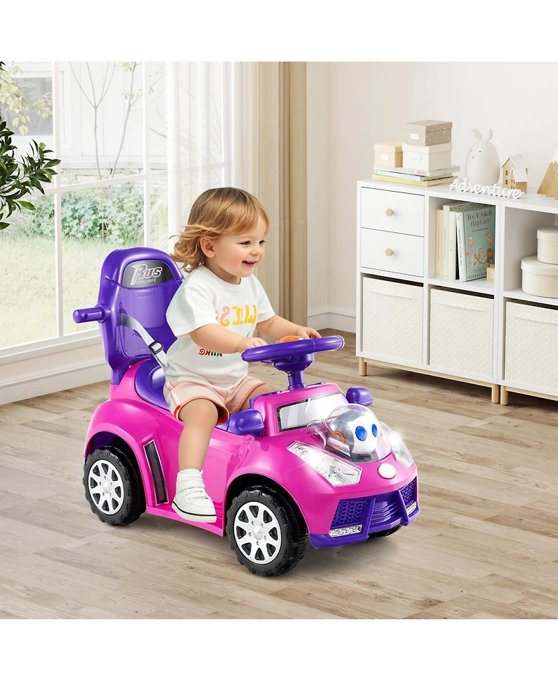 Costway Baby 3-in-1 Sliding Walker w/ Adjustable Canopy Horn Music & Light