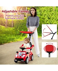 Costway Baby 3-in-1 Sliding Walker w/ Adjustable Canopy Horn Music & Light