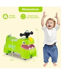 Ride on Toy Baby Dinosaur Sliding Car with 4 Universal Casters Under-Seat Storage