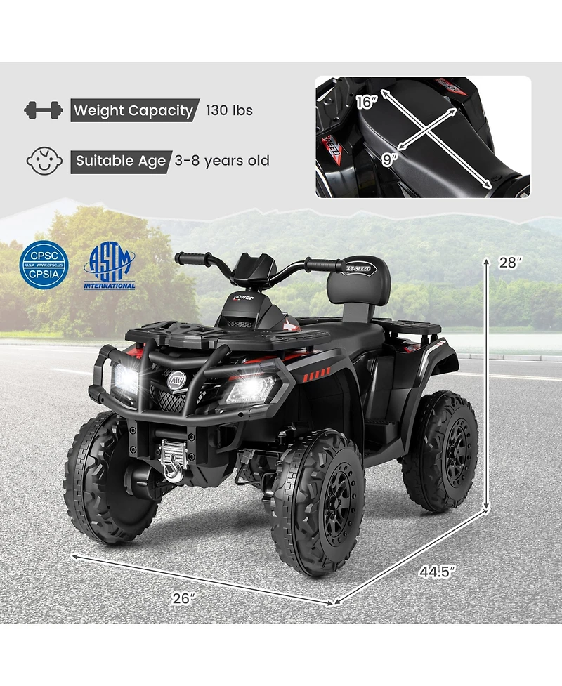 Gymax 24V 2-Seater 4-Wheeler Quad Electric Vehicle w/ 4 Motors Soft Start Led Lights