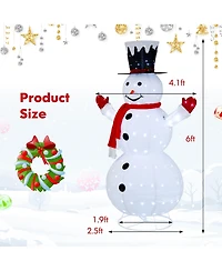 Costway 6 Ft Lighted Artificial Christmas Snowman Pre-Lit Pop-up Xmas Snowman