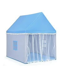 Skonyon Kids Play Tent Large Playhouse Children Play Castle Fairy Tent Gift with Mat-Blue