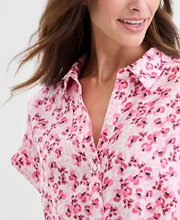 Charter Club Women's 100% Linen Drawstring-Waist Top, Macy's Exclusive