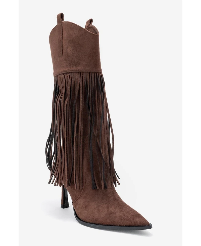 Prologue Shoes Gueras Fringe Pointed Toe Boot (Women)