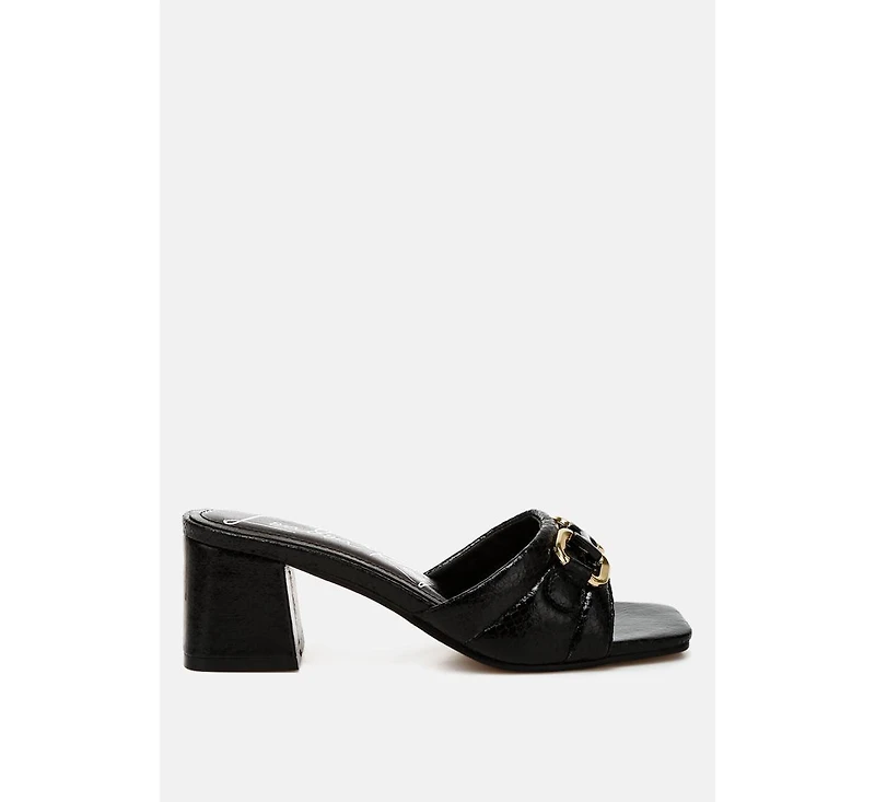 London Rag Womens Bellamy Horsebit Detail Snake Print Sandals