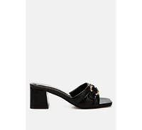 London Rag Womens Bellamy Horsebit Detail Snake Print Sandals