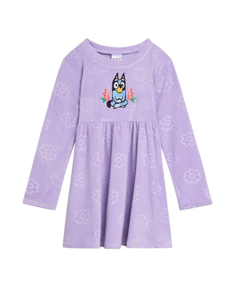 Bluey Toddler Girls Velour Skater Dress