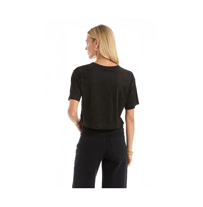 The Noli Shop Women's Naya Suede T-Shirt - Cafe