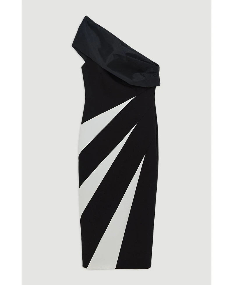 Karen Millen Women's One Shoulder Panel Midi Dress