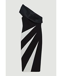 Karen Millen Women's One Shoulder Panel Midi Dress