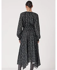 Hush Women's Odelia Printed Long Sleeve Chiffon Dress