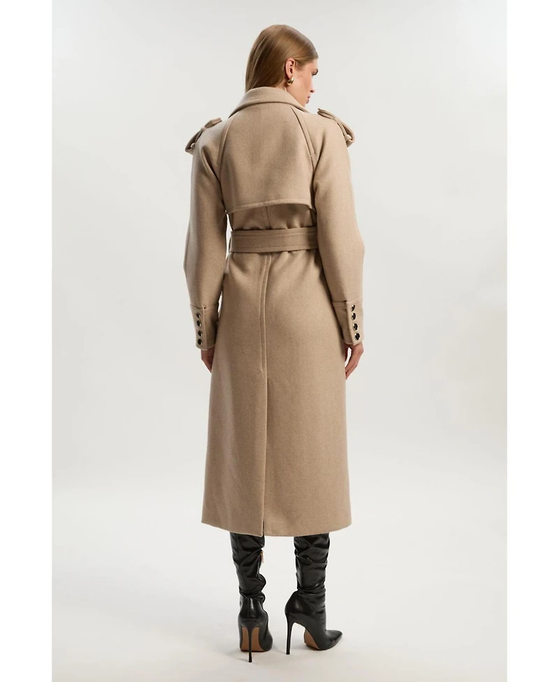 Karen Millen Women's Wool Tailored Belted Midi Coat