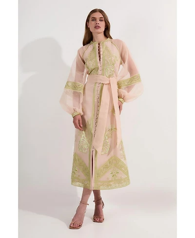 Karen Millen Women's Embroidered Balloon Sleeve Maxi Dress