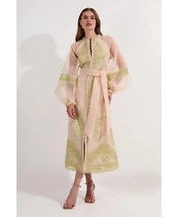 Karen Millen Women's Embroidered Balloon Sleeve Maxi Dress