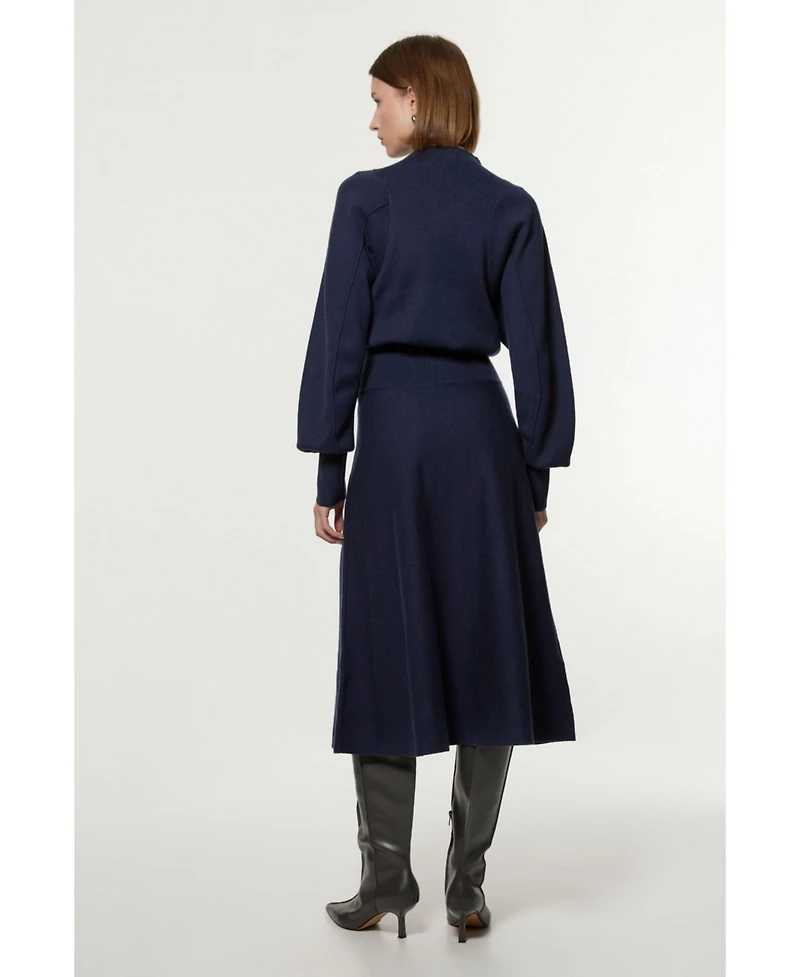 Karen Millen Women's Wool-Look Rounded Sleeve Knit Midi Dress