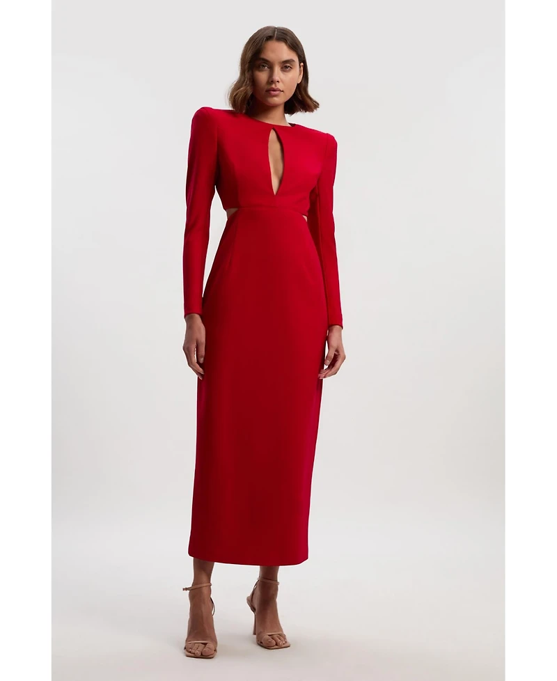 Karen Millen Women's Scuba Crepe Plunge Maxi Dress