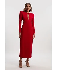 Karen Millen Women's Scuba Crepe Plunge Maxi Dress