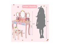 Boyel Living Kids Vanity Princess Makeup Dressing Table Chair Set with Tri-fold Mirror, White