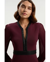 Karen Millen Women's Woven Sleeved Pleated Dress