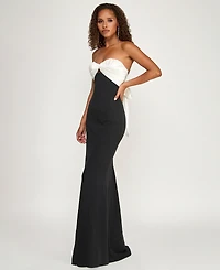 City Studios Juniors' Scuba Crepe Pleated Bust Gown