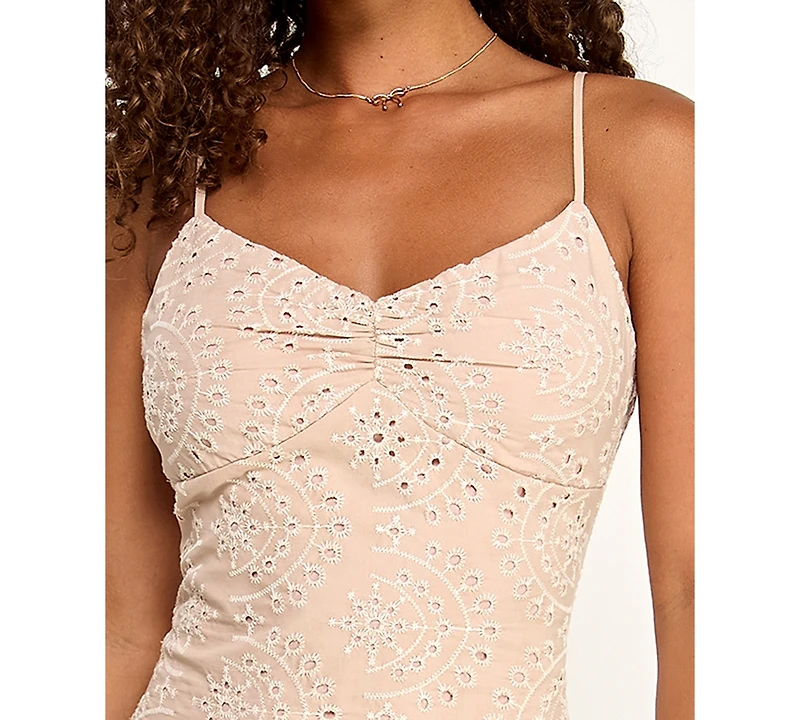 Katia Rae Women's Eyelet Tiered Sweetheart Neck Short Dress