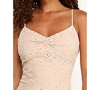 Katia Rae Women's Eyelet Tiered Sweetheart Neck Short Dress