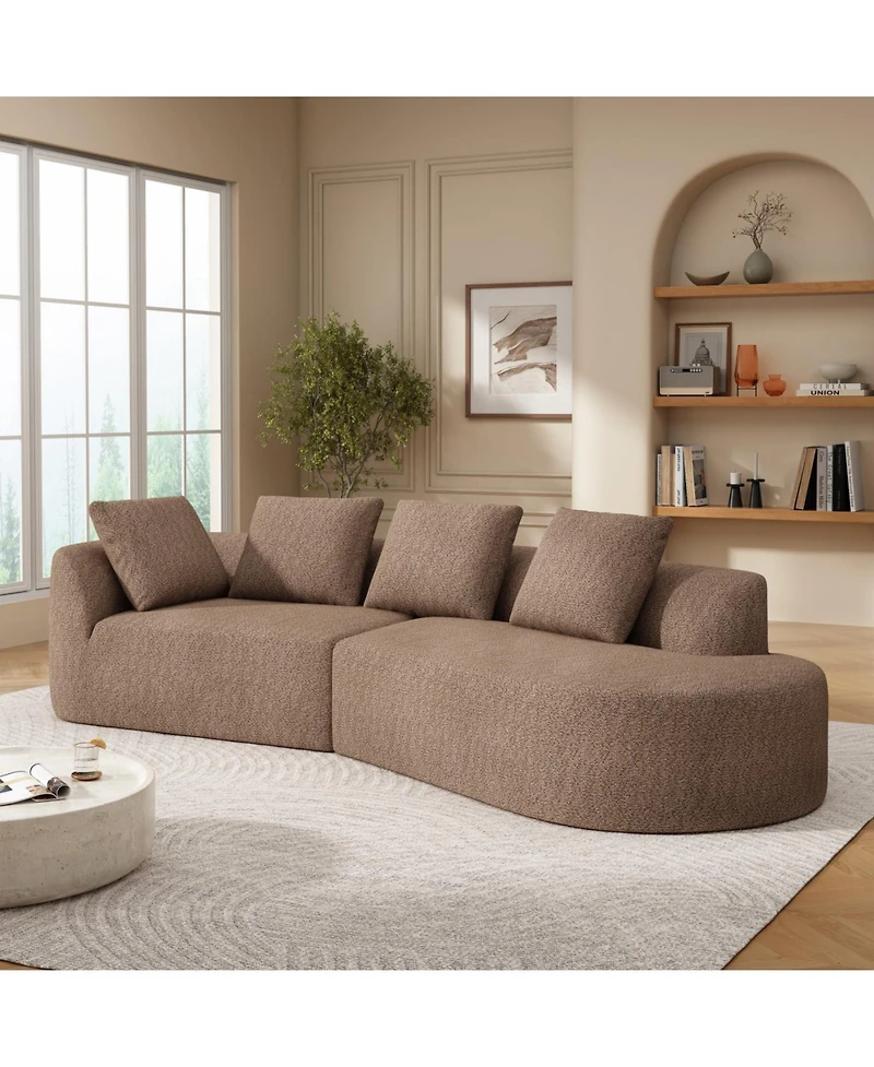 Streamdale Furniture 116" Modern Curved Sectional Sofa with Chaise Lounge, Pearl Upholstery, 2-Piece Set