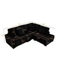 Streamdale Furniture Streamdale 93" L-Shaped Corduroy Sectional Sofa with Reversible Chaise (Black