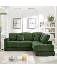 Streamdale Furniture Streamdale 93" L-Shaped Corduroy Sectional Sofa with Reversible Chaise (Green