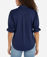 Liverpool Los Angeles Petite Puffed-Sleeve Blouse