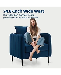 Streamdale Furniture Velvet Accent Chair with Metal Legs and Pillow