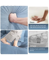 Streamdale Oversized U-Shape Sectional Couch, Premium Corduroy Fabric, Blue