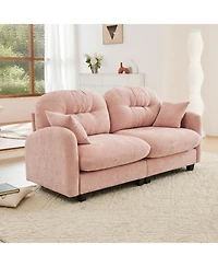 Streamdale Furniture Streamdale Loveseat Cloud Sectional Couch, Chenille Fabric, Tufted Cushions, Pink