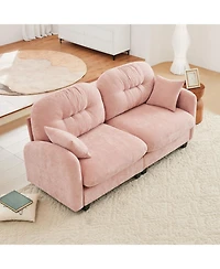 Streamdale Furniture Streamdale Loveseat Cloud Sectional Couch, Chenille Fabric, Tufted Cushions, Pink