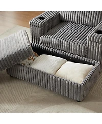 Streamdale Furniture 42.5" Corduroy Single Recliner with Pillow, Cup Holder, Storage Footrest