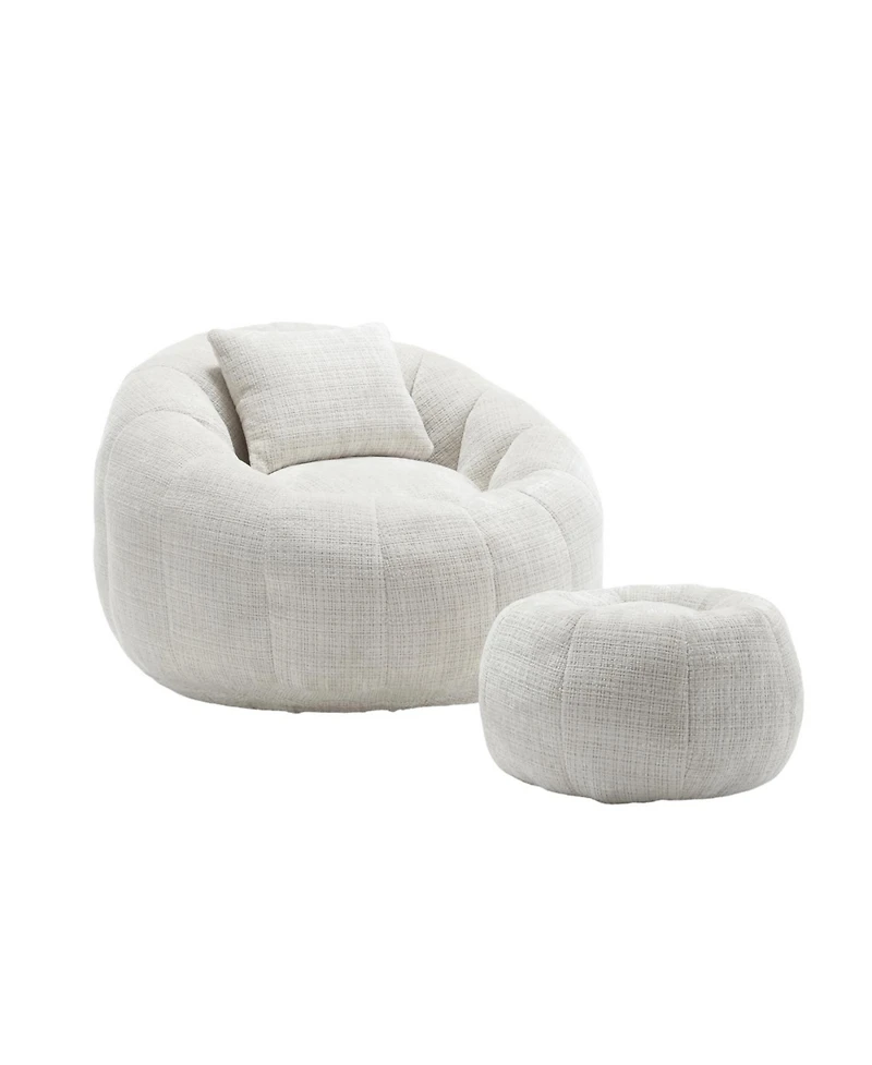 Streamdale Furniture Modern Bean Bag Chair with Ottoman for Adults